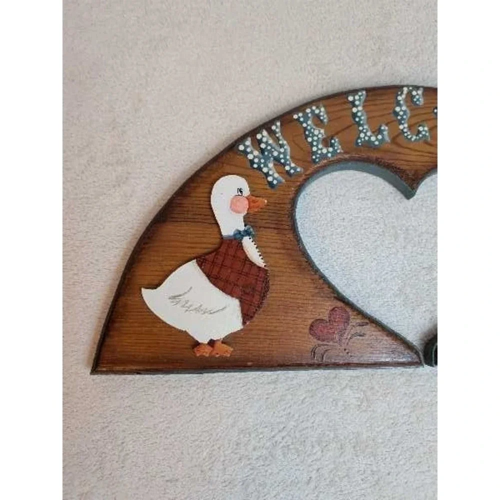 Vintage Country Welcome Sign Ducks Heart Arch Wall Hanging Rustic Decor